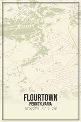 Fototapeta premium Retro US city map of Flourtown, Pennsylvania. Vintage street map.