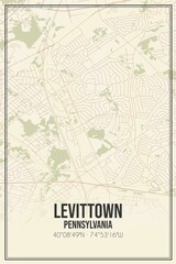 Fototapeta na wymiar Retro US city map of Levittown, Pennsylvania. Vintage street map.
