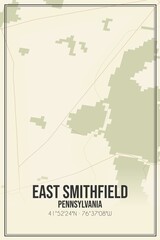 Retro US city map of East Smithfield, Pennsylvania. Vintage street map.