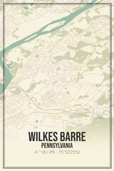 Retro US city map of Wilkes Barre, Pennsylvania. Vintage street map.