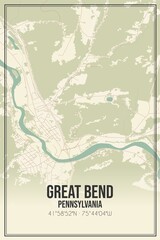 Retro US city map of Great Bend, Pennsylvania. Vintage street map.