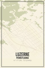 Fototapeta premium Retro US city map of Luzerne, Pennsylvania. Vintage street map.