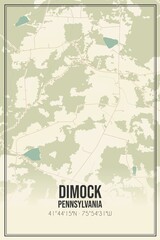 Retro US city map of Dimock, Pennsylvania. Vintage street map.