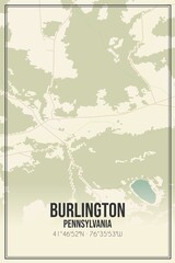Retro US city map of Burlington, Pennsylvania. Vintage street map.