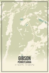 Retro US city map of Gibson, Pennsylvania. Vintage street map.