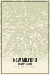 Retro US city map of New Milford, Pennsylvania. Vintage street map.