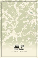 Retro US city map of Lawton, Pennsylvania. Vintage street map.