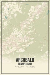 Retro US city map of Archbald, Pennsylvania. Vintage street map.