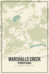 Retro US city map of Marshalls Creek, Pennsylvania. Vintage street map.