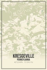 Retro US city map of Kresgeville, Pennsylvania. Vintage street map.