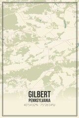 Retro US city map of Gilbert, Pennsylvania. Vintage street map.