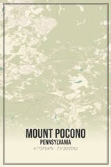 Retro US city map of Mount Pocono, Pennsylvania. Vintage street map.