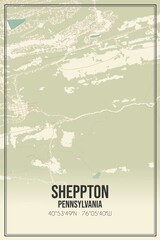 Retro US city map of Sheppton, Pennsylvania. Vintage street map.