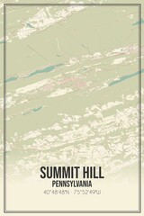 Retro US city map of Summit Hill, Pennsylvania. Vintage street map.