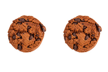 Chocolate chip cookies isolated on transparent background. Sweet biscuits.