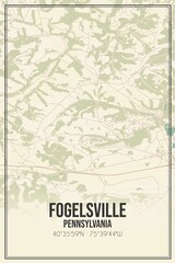 Retro US city map of Fogelsville, Pennsylvania. Vintage street map.