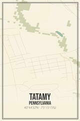 Retro US city map of Tatamy, Pennsylvania. Vintage street map.