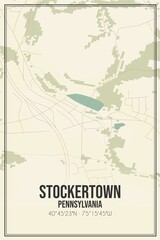 Retro US city map of Stockertown, Pennsylvania. Vintage street map.