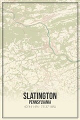 Retro US city map of Slatington, Pennsylvania. Vintage street map.