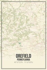 Retro US city map of Orefield, Pennsylvania. Vintage street map.