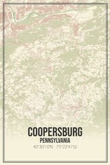 Retro US city map of Coopersburg, Pennsylvania. Vintage street map.