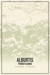 Retro US city map of Alburtis, Pennsylvania. Vintage street map.