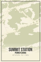 Retro US city map of Summit Station, Pennsylvania. Vintage street map.