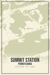 Obraz premium Retro US city map of Summit Station, Pennsylvania. Vintage street map.
