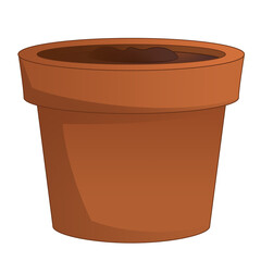 cartoon scene clay pot for flowers isolated illustration