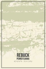 Retro US city map of Rebuck, Pennsylvania. Vintage street map.