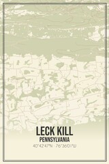 Fototapeta premium Retro US city map of Leck Kill, Pennsylvania. Vintage street map.