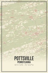 Retro US city map of Pottsville, Pennsylvania. Vintage street map.