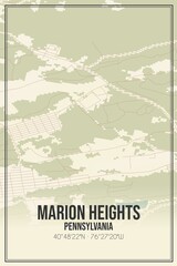 Retro US city map of Marion Heights, Pennsylvania. Vintage street map.