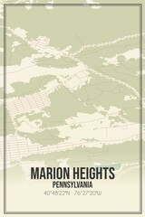 Fototapeta premium Retro US city map of Marion Heights, Pennsylvania. Vintage street map.