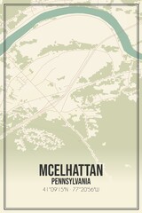 Retro US city map of McElhattan, Pennsylvania. Vintage street map.
