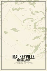 Retro US city map of Mackeyville, Pennsylvania. Vintage street map.