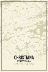 Retro US city map of Christiana, Pennsylvania. Vintage street map.