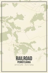 Obraz premium Retro US city map of Railroad, Pennsylvania. Vintage street map.