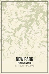 Retro US city map of New Park, Pennsylvania. Vintage street map.