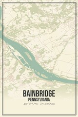 Retro US city map of Bainbridge, Pennsylvania. Vintage street map.