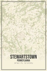 Retro US city map of Stewartstown, Pennsylvania. Vintage street map.