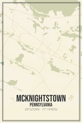 Retro US city map of McKnightstown, Pennsylvania. Vintage street map.