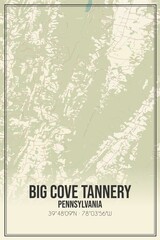 Retro US city map of Big Cove Tannery, Pennsylvania. Vintage street map.