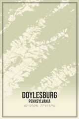 Retro US city map of Doylesburg, Pennsylvania. Vintage street map.