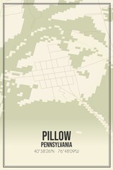 Retro US city map of Pillow, Pennsylvania. Vintage street map.