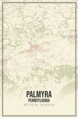 Retro US city map of Palmyra, Pennsylvania. Vintage street map.