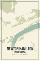 Retro US city map of Newton Hamilton, Pennsylvania. Vintage street map.