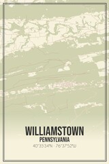 Retro US city map of Williamstown, Pennsylvania. Vintage street map.