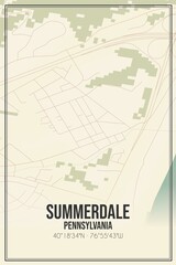 Retro US city map of Summerdale, Pennsylvania. Vintage street map.