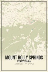Retro US city map of Mount Holly Springs, Pennsylvania. Vintage street map.
